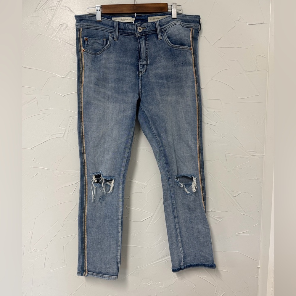 Pilcro and the Letterpress by Anthropology Slim Boyfriend Blue Jeans size 30